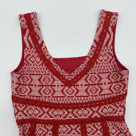 Anthropologie Maeve Emma Women's Size 6 Red Crochet Bandana Swing Mini Dress - Picture 6 of 9